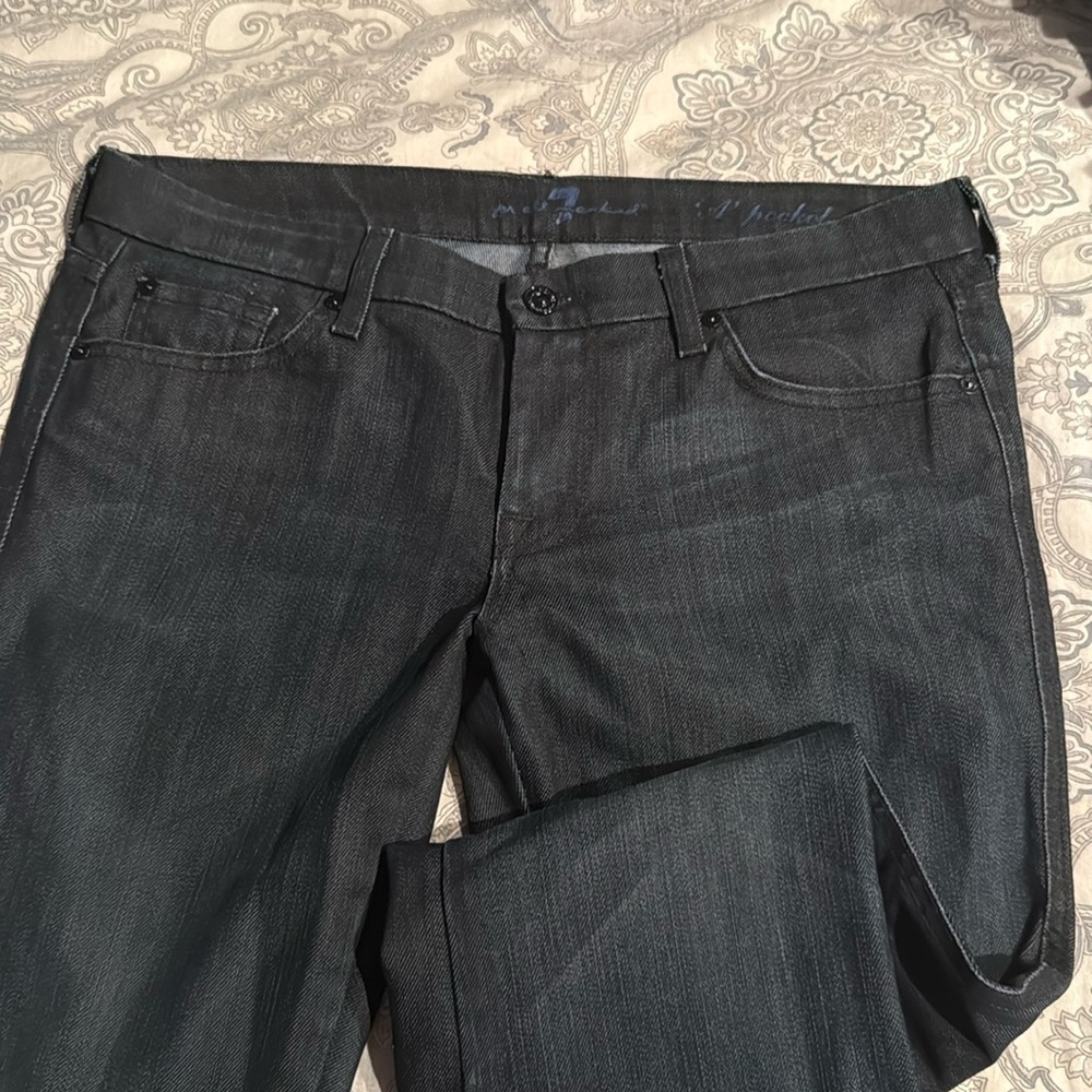 7 For All Mankind “A” pocket low rise flare leg dark denim jeans size 30